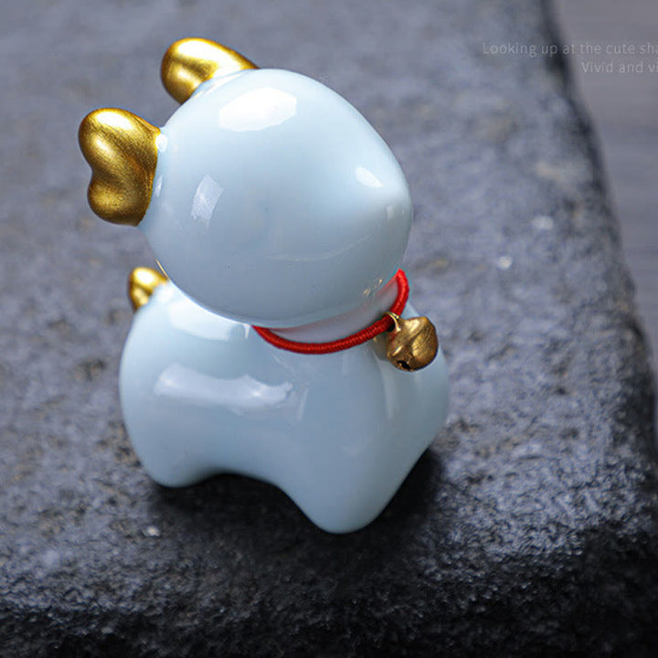 Buddha Stones Mini Jeleń Herbata Zwierzę Ceramiczne Figurka Dekoracja Biurka Domowego