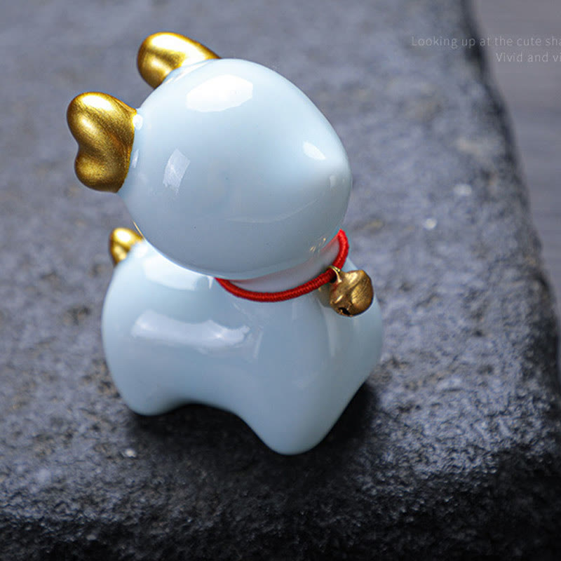 Buddha Stones Mini Jeleń Herbata Zwierzę Ceramiczne Figurka Dekoracja Biurka Domowego