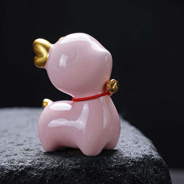 Buddha Stones Mini Jeleń Herbata Zwierzę Ceramiczne Figurka Dekoracja Biurka Domowego