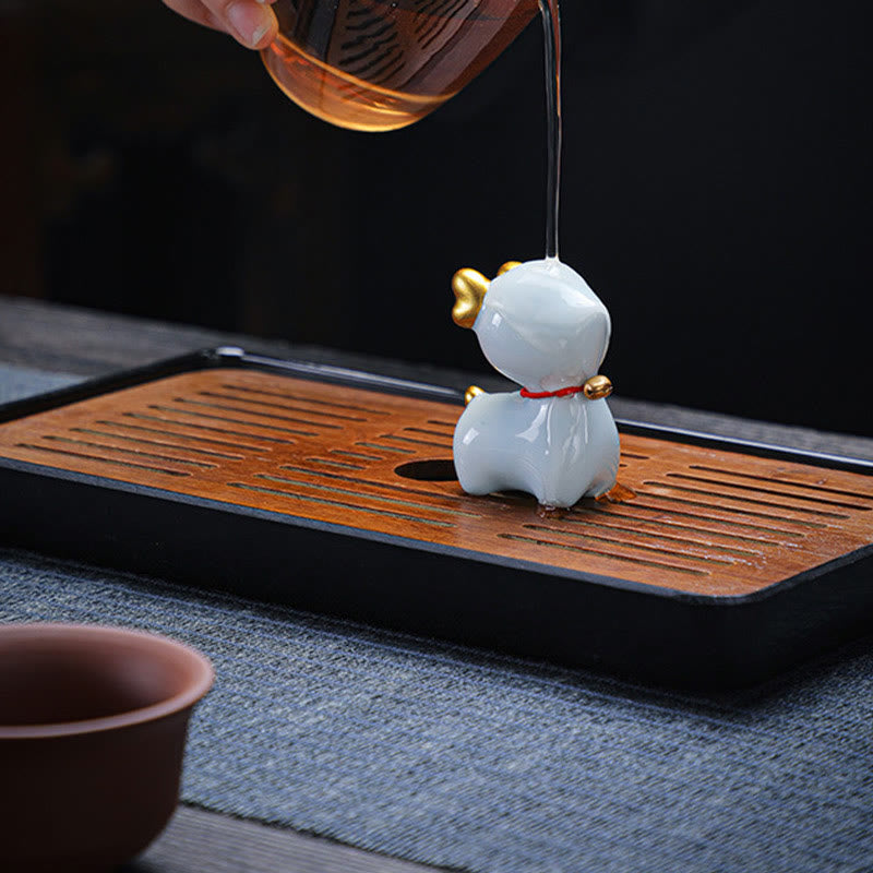 Buddha Stones Mini Jeleń Herbata Zwierzę Ceramiczne Figurka Dekoracja Biurka Domowego