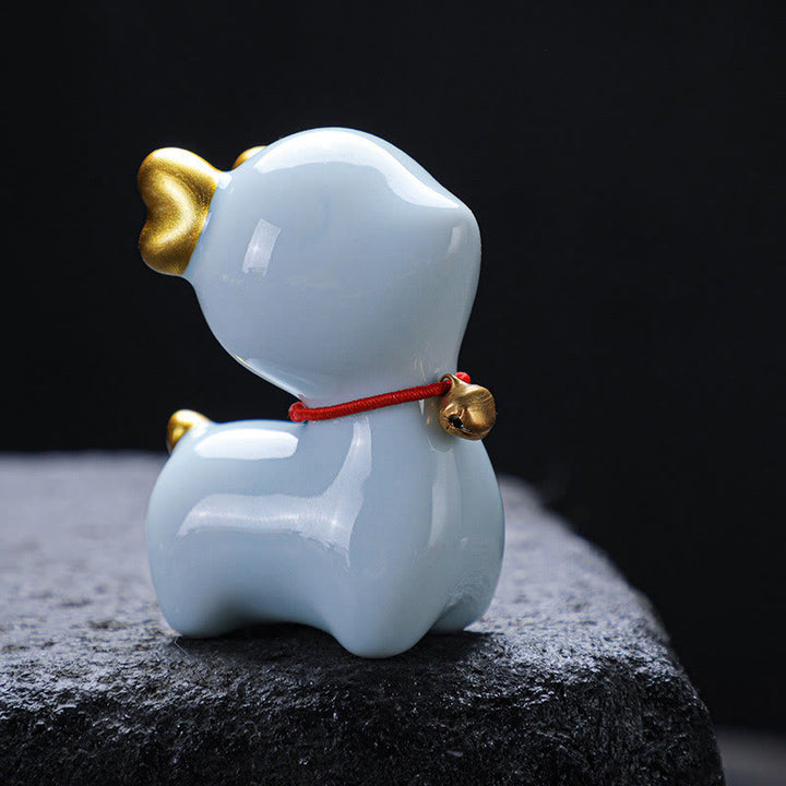 Buddha Stones Mini Jeleń Herbata Zwierzę Ceramiczne Figurka Dekoracja Biurka Domowego