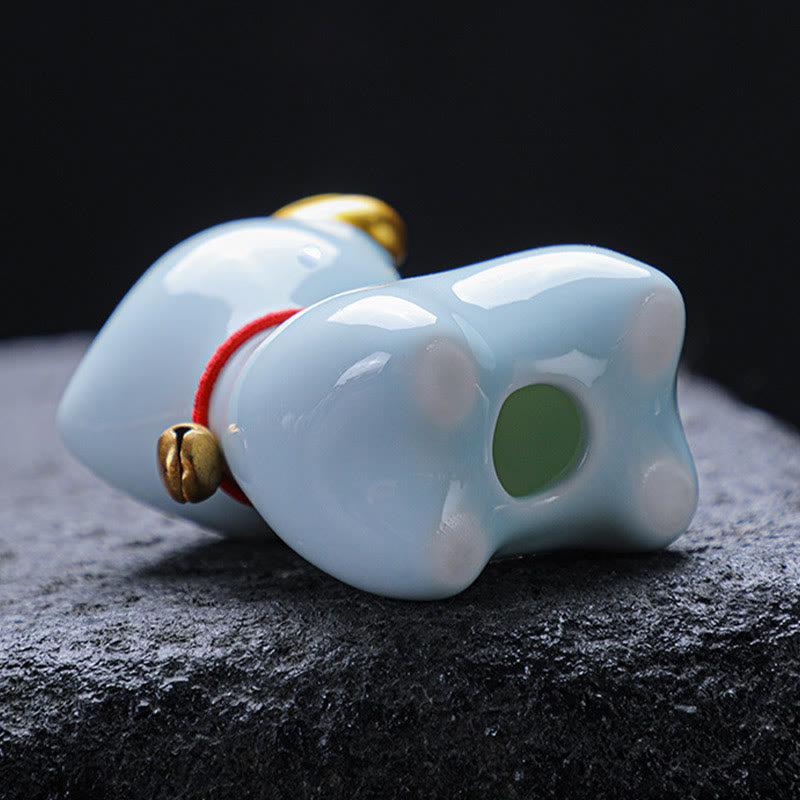 Buddha Stones Mini Jeleń Herbata Zwierzę Ceramiczne Figurka Dekoracja Biurka Domowego