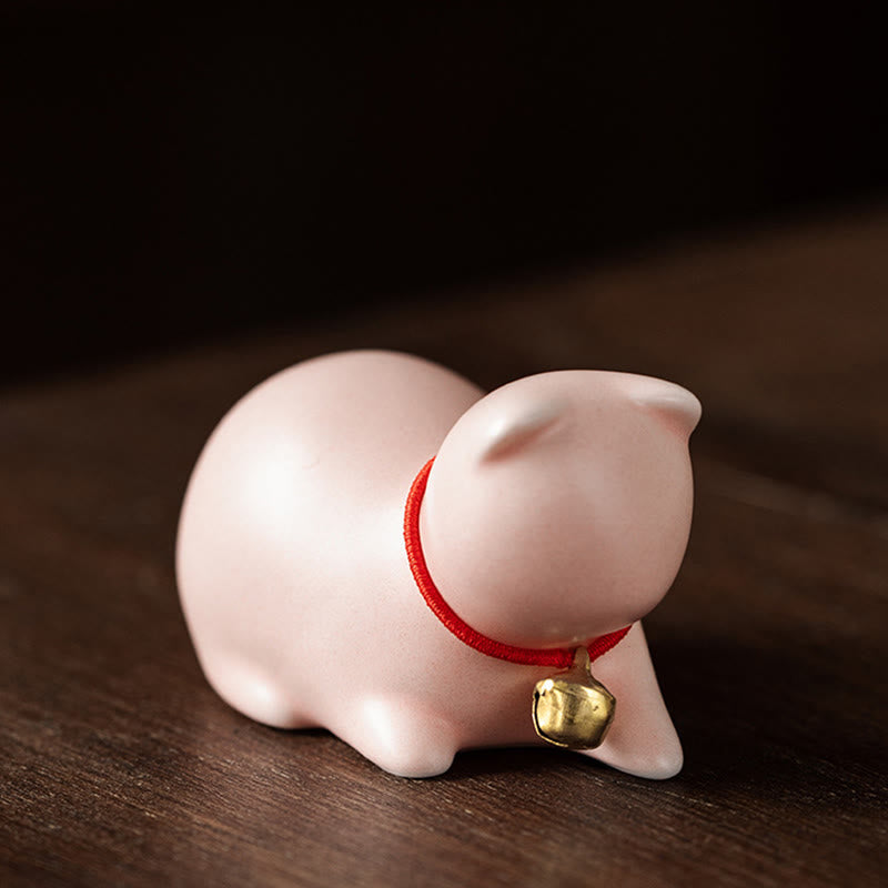 Buddha Stones Mini Słodkie Stojące Leżące Kot Herbata Zwierzę Ceramiczne Figurka Dekoracja Biurka Domowego - Leżący Kot 5*3*3cm - Różowy - image 21