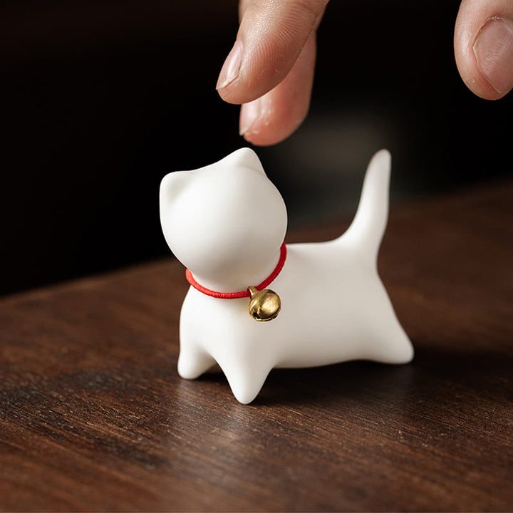 Buddha Stones Mini Słodkie Stojące Leżące Kot Herbata Zwierzę Ceramiczne Figurka Dekoracja Biurka Domowego - image 8