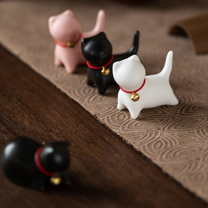 Buddha Stones Mini Słodkie Stojące Leżące Kot Herbata Zwierzę Ceramiczne Figurka Dekoracja Biurka Domowego - image 17