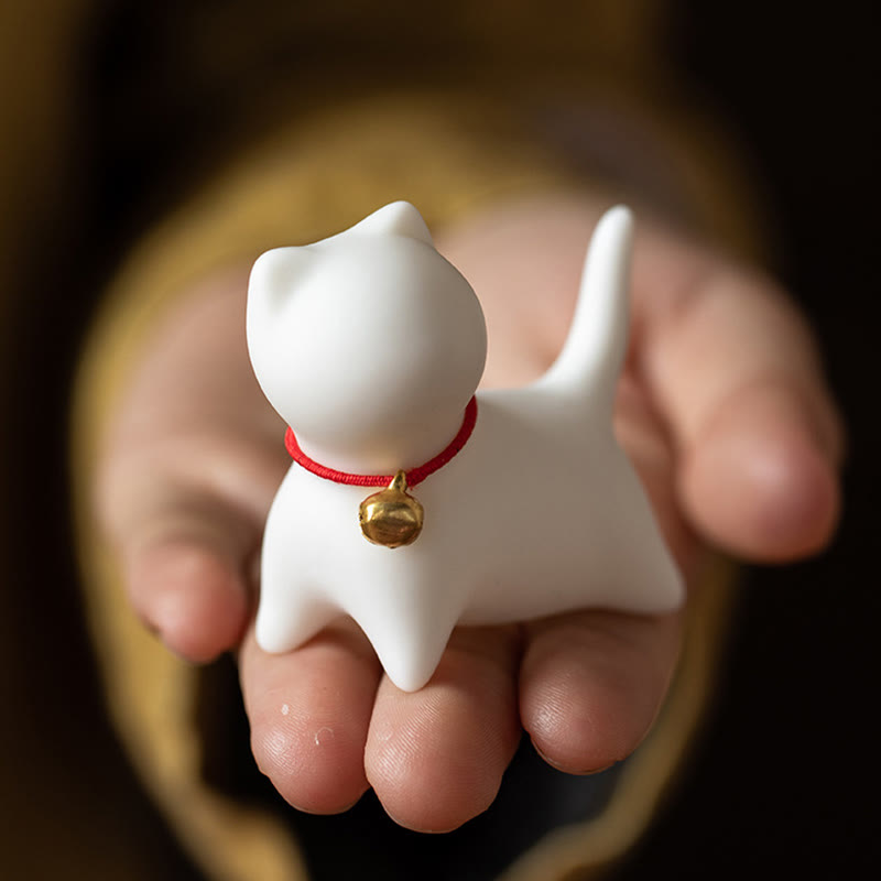 Buddha Stones Mini Słodkie Stojące Leżące Kot Herbata Zwierzę Ceramiczne Figurka Dekoracja Biurka Domowego - image 9