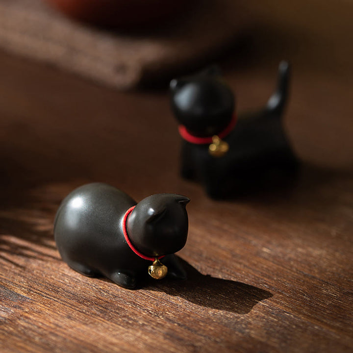 Buddha Stones Mini Słodkie Stojące Leżące Kot Herbata Zwierzę Ceramiczne Figurka Dekoracja Biurka Domowego - image 26