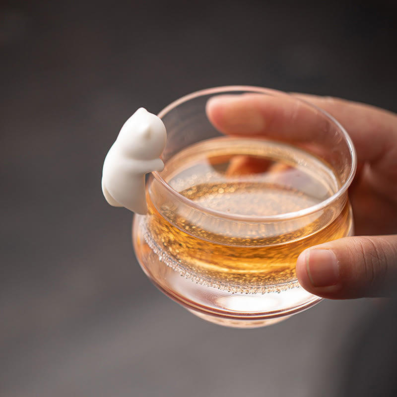 Buddha Stones Mini Wiszące Białe Koty Herbata Zwierzę Ceramiczne Figurki Dekoracja Biurka Domowego - image 2