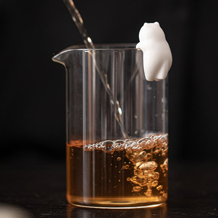 Buddha Stones Mini Wiszące Białe Koty Herbata Zwierzę Ceramiczne Figurki Dekoracja Biurka Domowego - image 10