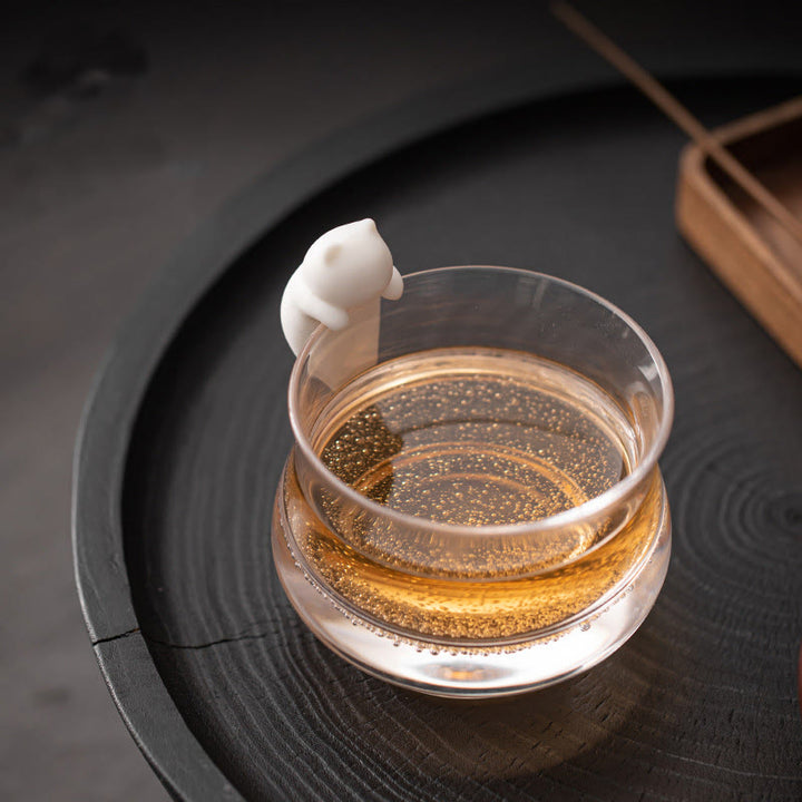 Buddha Stones Mini Wiszące Białe Koty Herbata Zwierzę Ceramiczne Figurki Dekoracja Biurka Domowego - Mały wiszący kot 2*1,8*3,6 cm - image 1