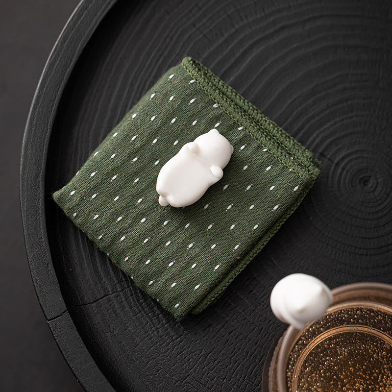 Buddha Stones Mini Wiszące Białe Koty Herbata Zwierzę Ceramiczne Figurki Dekoracja Biurka Domowego - image 12