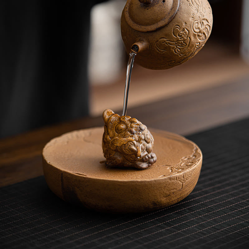 Buddha Stones Mini Stojący Kot Feng Shui Żaba Ropucha Herbata Zwierzę Ceramiczne Figurka Biurko Dekoracja Domu - image 14