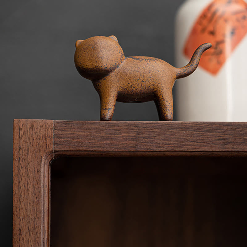 Buddha Stones Mini Stojący Kot Feng Shui Żaba Ropucha Herbata Zwierzę Ceramiczne Figurka Biurko Dekoracja Domu - image 5