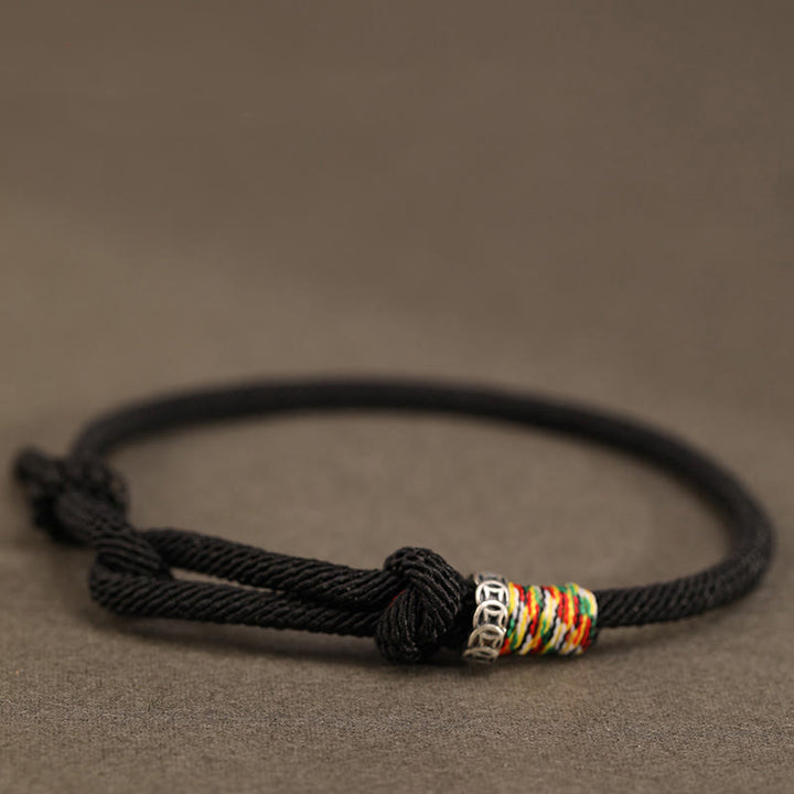 Buddha Stones Czerwony Sznur 925 Srebro Sterling 999 Srebrna Bransoletka Moneta Szczęścia