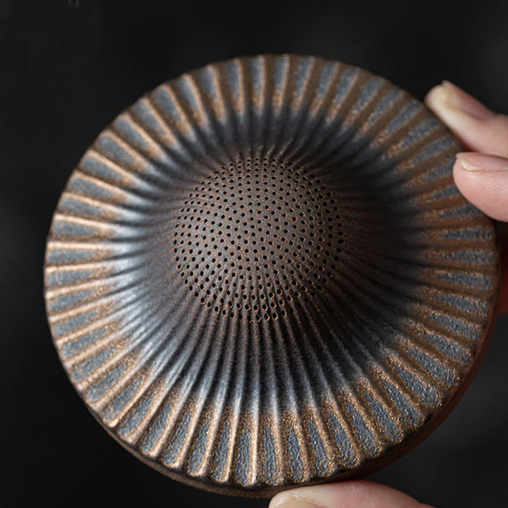 Buddha Stones Mały Brązowy Kapelusz Mnicha Sitko Ceramiczne Akcesoria Do Herbaty Figurka Dekoracja Biurka Zen Dom