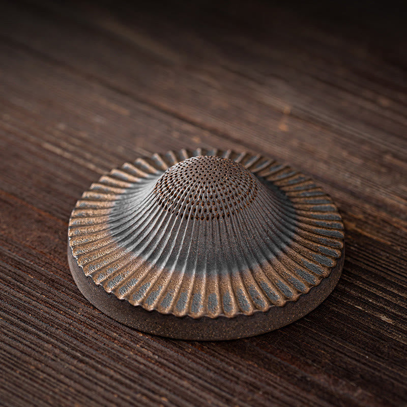 Buddha Stones Mały Brązowy Kapelusz Mnicha Sitko Ceramiczne Akcesoria Do Herbaty Figurka Dekoracja Biurka Zen Dom