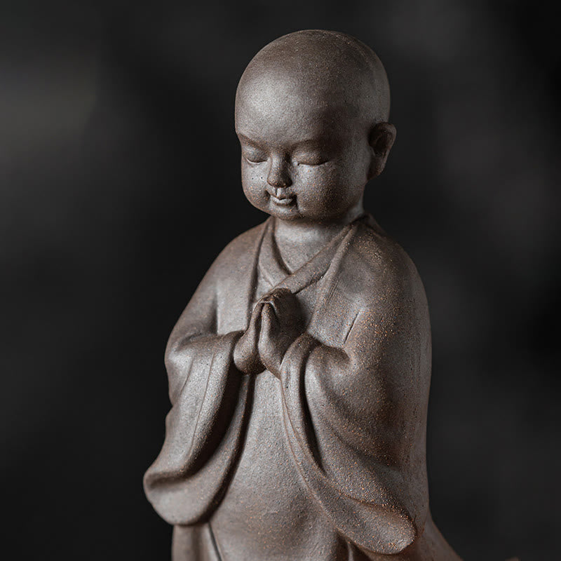 Buddha Stones Mały Brązowy Kapelusz Mnicha Sitko Ceramiczne Akcesoria Do Herbaty Figurka Dekoracja Biurka Zen Dom