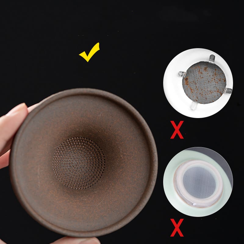 Buddha Stones Mały Brązowy Kapelusz Mnicha Sitko Ceramiczne Akcesoria Do Herbaty Figurka Dekoracja Biurka Zen Dom