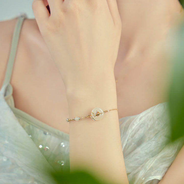 Bransoletka Buddha Stones Hetian Jade 925 Srebro Sterling Cyrkonia Sześcienna Klamra Pokoju Szczęścia - image 9