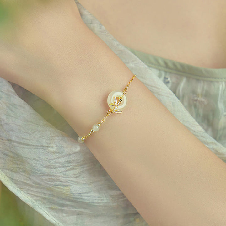 Bransoletka Buddha Stones Hetian Jade 925 Srebro Sterling Cyrkonia Sześcienna Klamra Pokoju Szczęścia - image 4