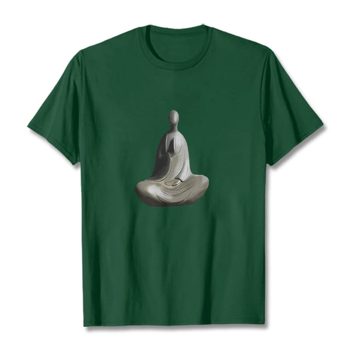 Koszulka z bawełny z motywem Buddha Stones w kolorze szarym i bezpostaciowym - ForestGreen - 2XL - image 12
