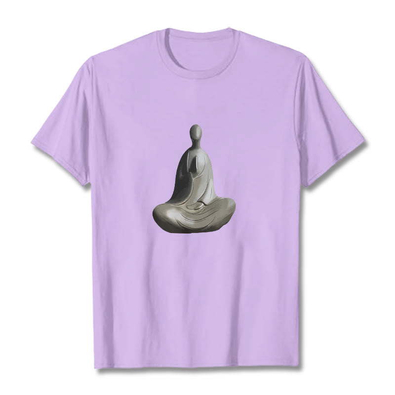 Koszulka z bawełny z motywem Buddha Stones w kolorze szarym i bezpostaciowym - Śliwka - 2XL - image 17