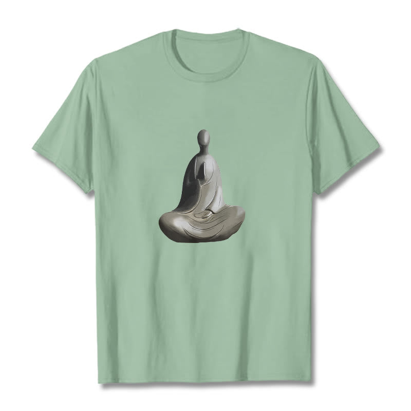 Koszulka z bawełny z motywem Buddha Stones w kolorze szarym i bezpostaciowym - PaleGreen - 2XL - image 15