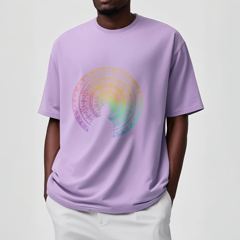 Buddha Stones Kolorowy Gradient Mandala Budda Bawełniana Koszulka T-shirt - image 17