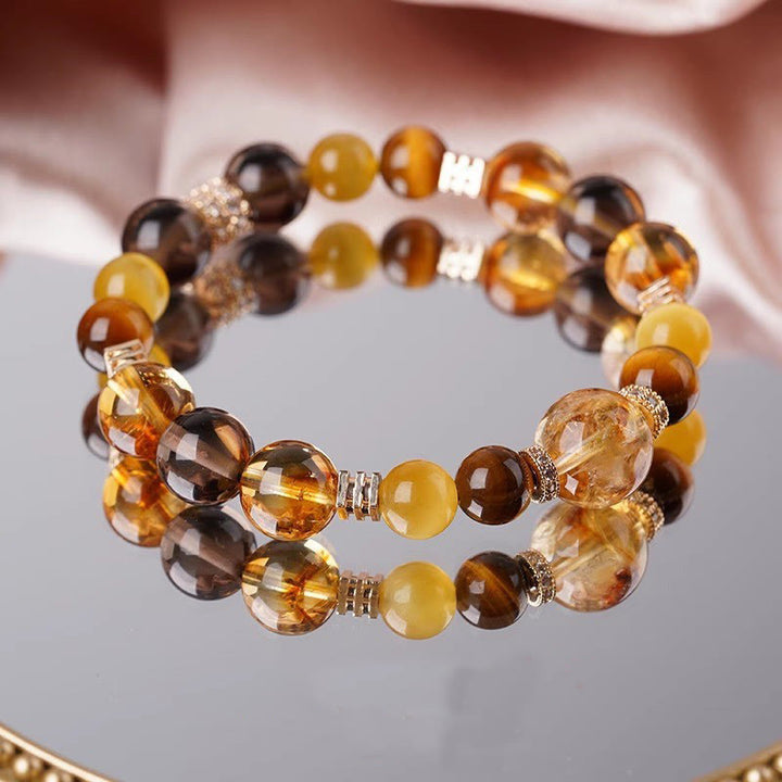 Bransoletka szczęścia Buddha Stones Citrine Topaz Tiger Eye