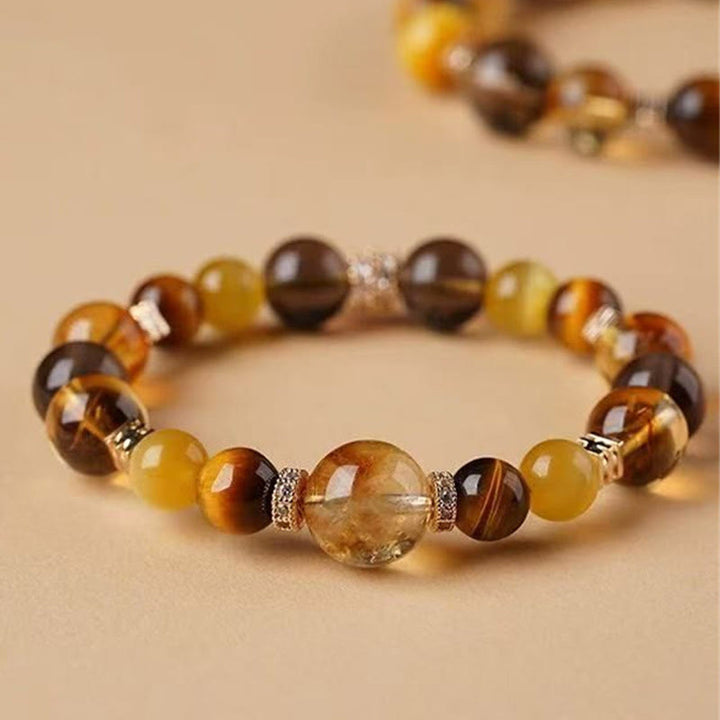 Bransoletka szczęścia Buddha Stones Citrine Topaz Tiger Eye