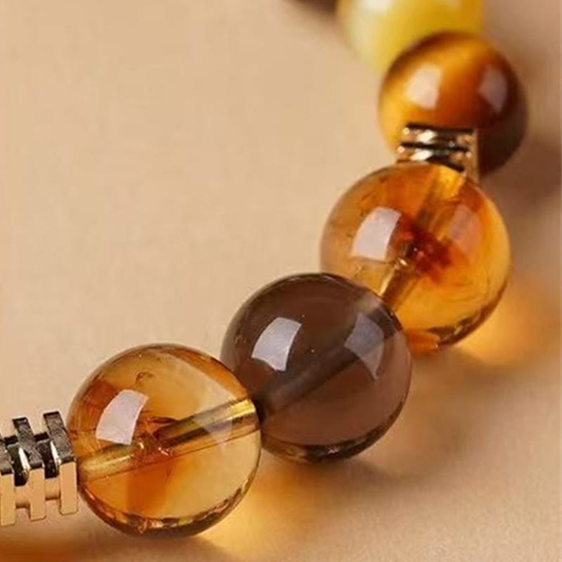 Bransoletka szczęścia Buddha Stones Citrine Topaz Tiger Eye