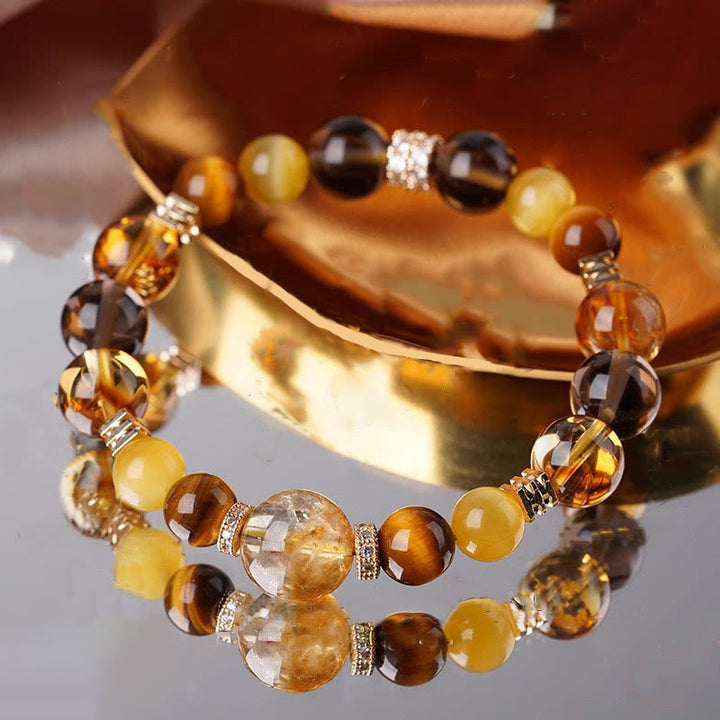 Bransoletka szczęścia Buddha Stones Citrine Topaz Tiger Eye