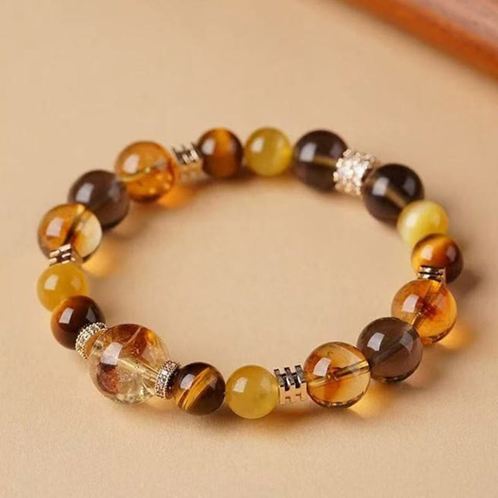 Bransoletka szczęścia Buddha Stones Citrine Topaz Tiger Eye