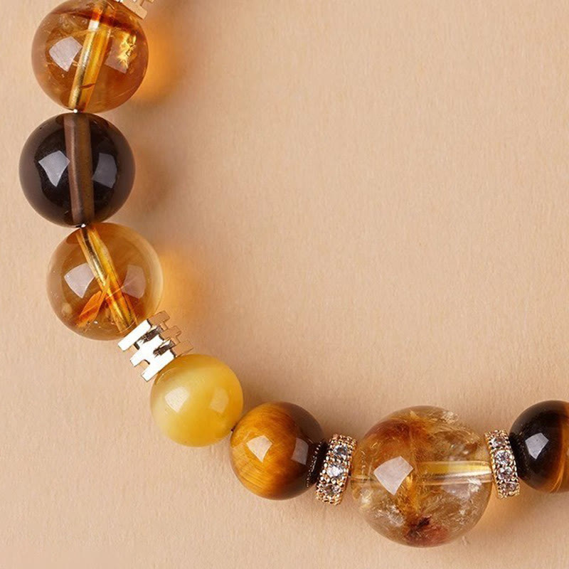 Bransoletka szczęścia Buddha Stones Citrine Topaz Tiger Eye