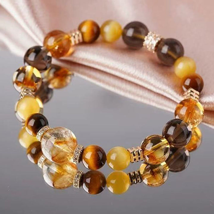 Bransoletka szczęścia Buddha Stones Citrine Topaz Tiger Eye