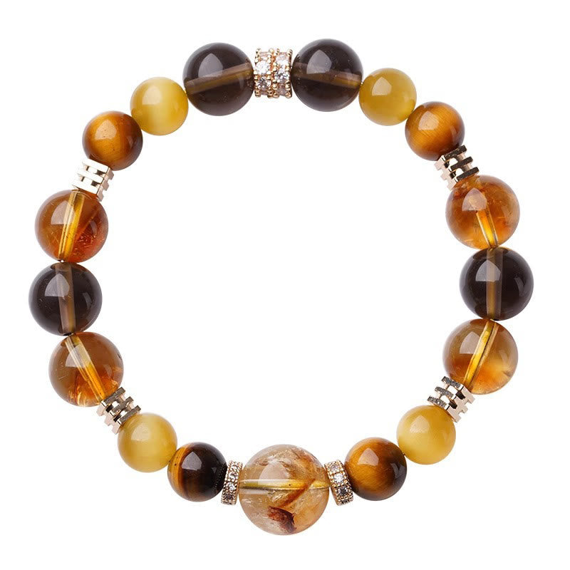 Bransoletka szczęścia Buddha Stones Citrine Topaz Tiger Eye