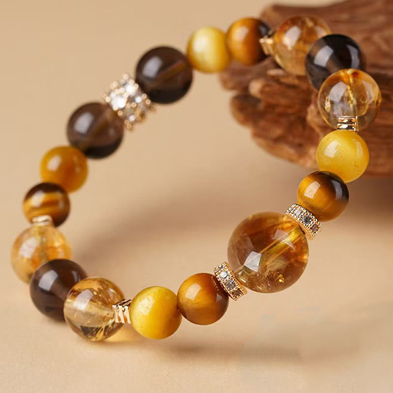 Bransoletka szczęścia Buddha Stones Citrine Topaz Tiger Eye