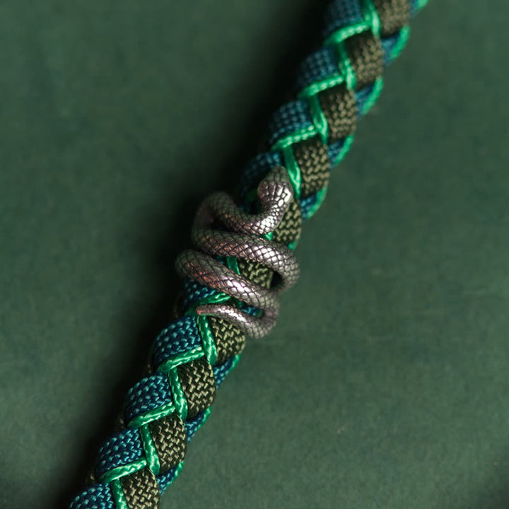 Buddha Stones Rok Węża 999 Srebrna Bransoletka Ochronna ze Sznurka