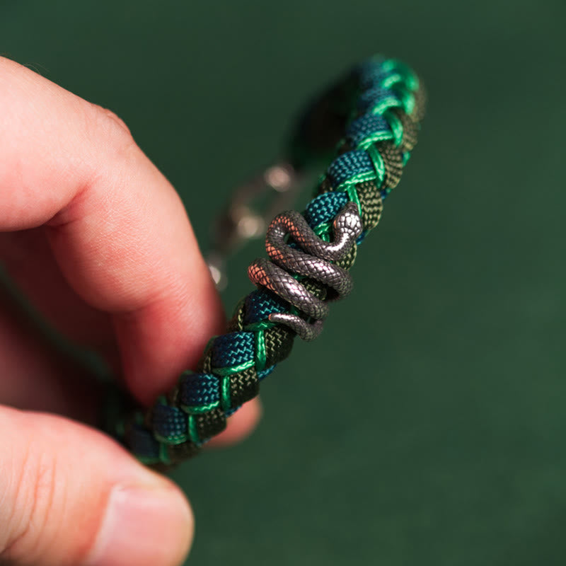 Buddha Stones Rok Węża 999 Srebrna Bransoletka Ochronna ze Sznurka