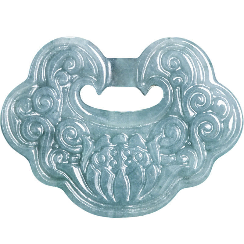 Buddha Stones Lotos Rzeźbiony Jade Ruyi Obfitość Dobrobyt Obfitość Naszyjnik Wisiorek