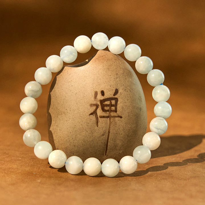 Bransoletka z naturalnych koralików leczniczych z Buddha Stones i akwamarynem