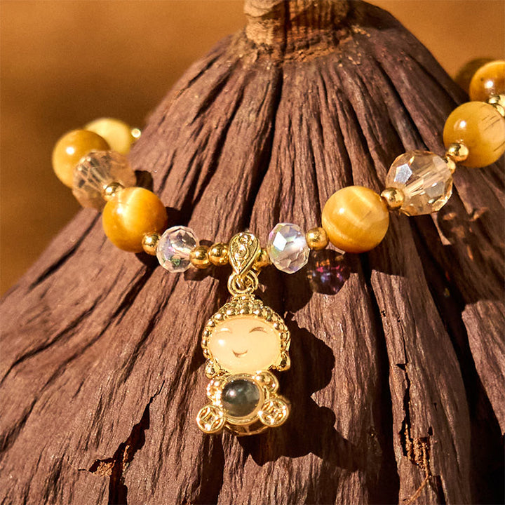 Buddha Stones Żółte Tygrysie Oko Medytacja Budda Bransoletka Ochronna