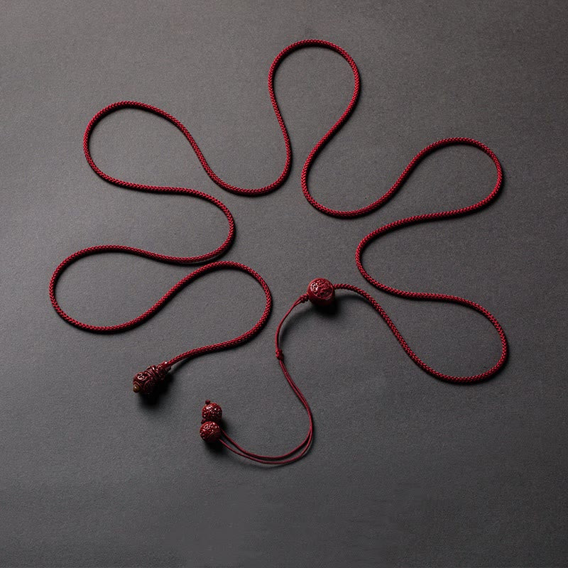 Buddha Stones Naturalny Cynober Chiński Zodiak Tykwa Spokojny Błogosławieństwo Czerwony Sznurek Łańcuch Brzuch