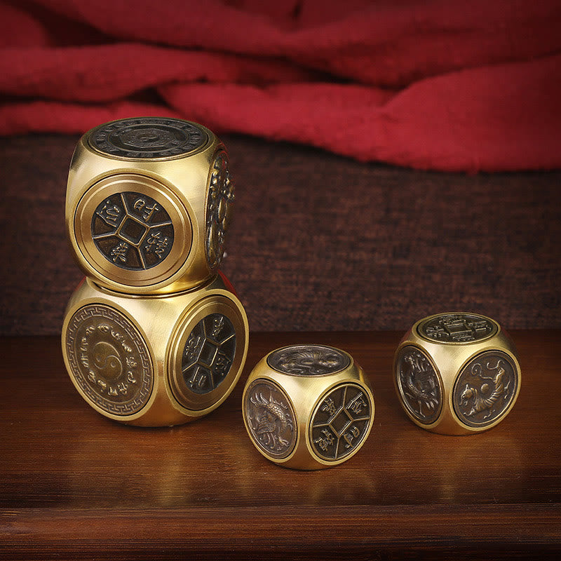 Buddha Stones Cztery Bestie Feng Shui Yin Yang Bagua Miedziana Moneta Harmonia Obrotowa Dekoracja