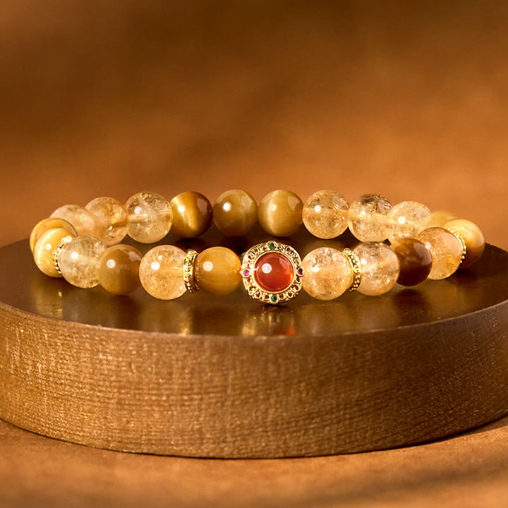 Bransoletka Buddha Stones Citrine Tiger Eye Red Agat Generosity
