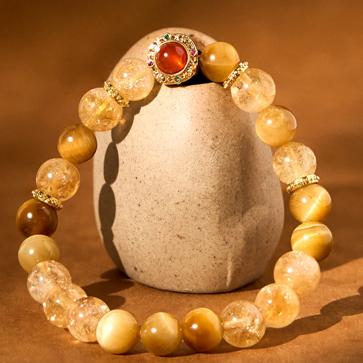 Bransoletka Buddha Stones Citrine Tiger Eye Red Agat Generosity