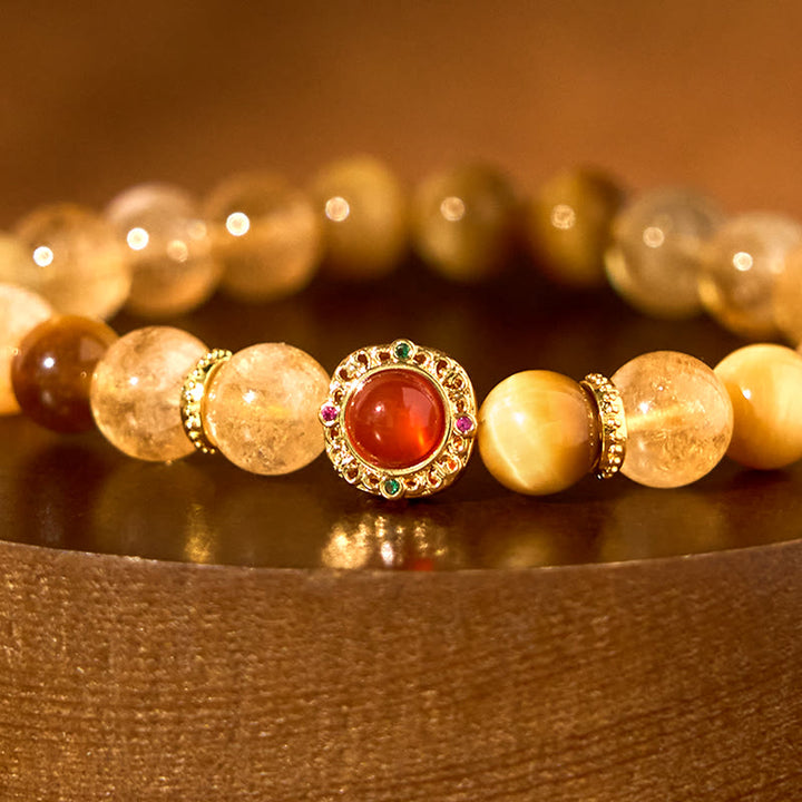 Bransoletka Buddha Stones Citrine Tiger Eye Red Agat Generosity
