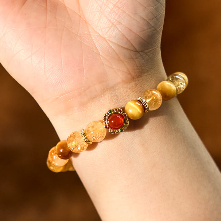 Bransoletka Buddha Stones Citrine Tiger Eye Red Agat Generosity