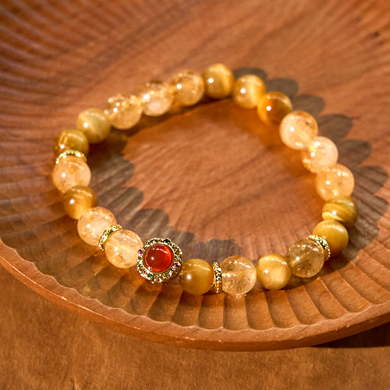 Bransoletka Buddha Stones Citrine Tiger Eye Red Agat Generosity