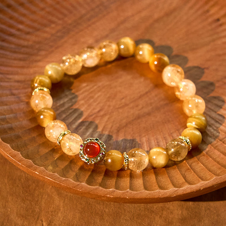 Bransoletka Buddha Stones Citrine Tiger Eye Red Agat Generosity